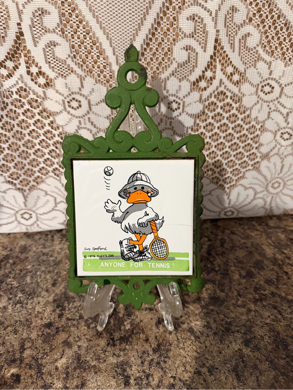 Green Ceramic Tile Wall Art - Anyone For Tennis?